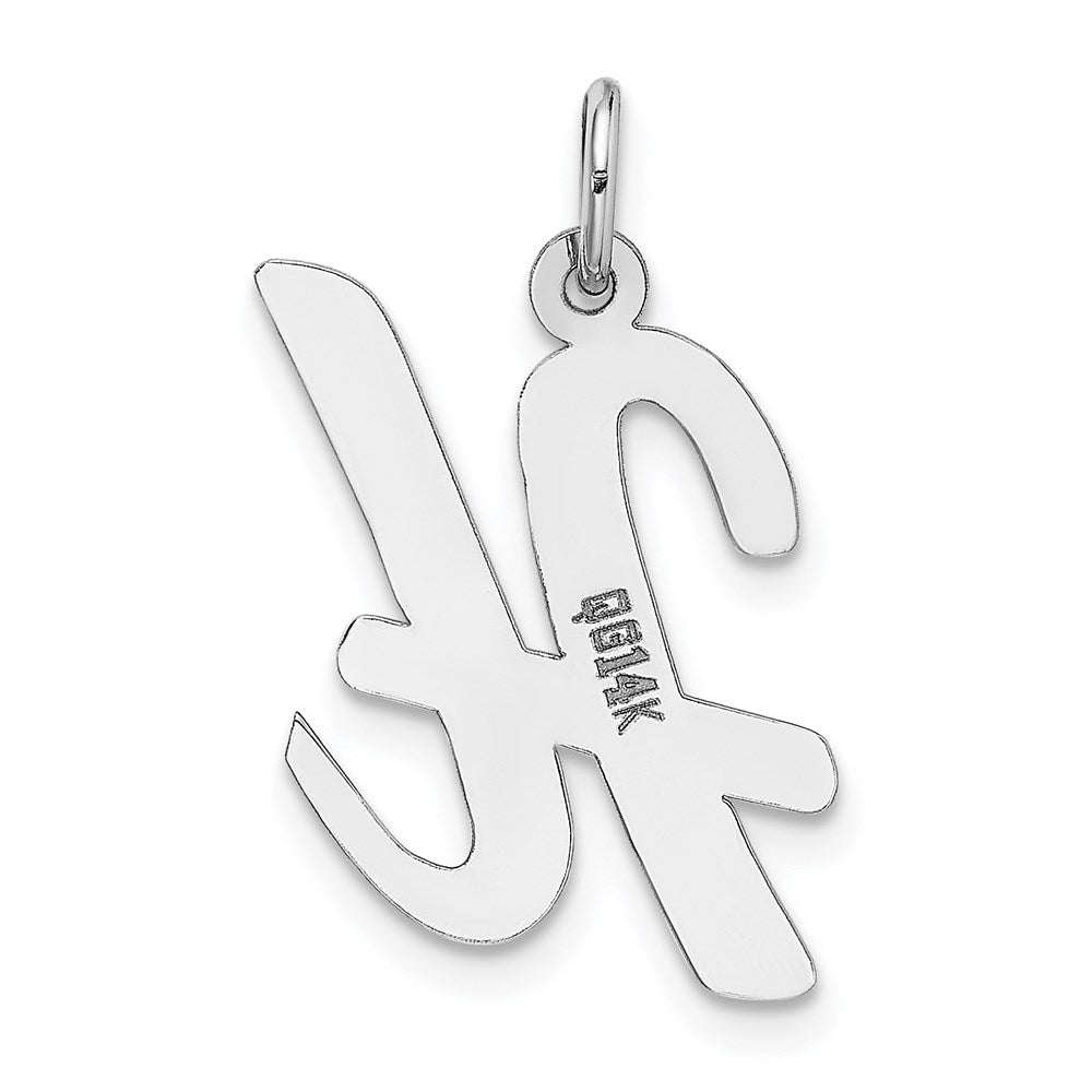 Million Charms 14K White Gold Themed Large Script Alphabet Letter Initial H Charm