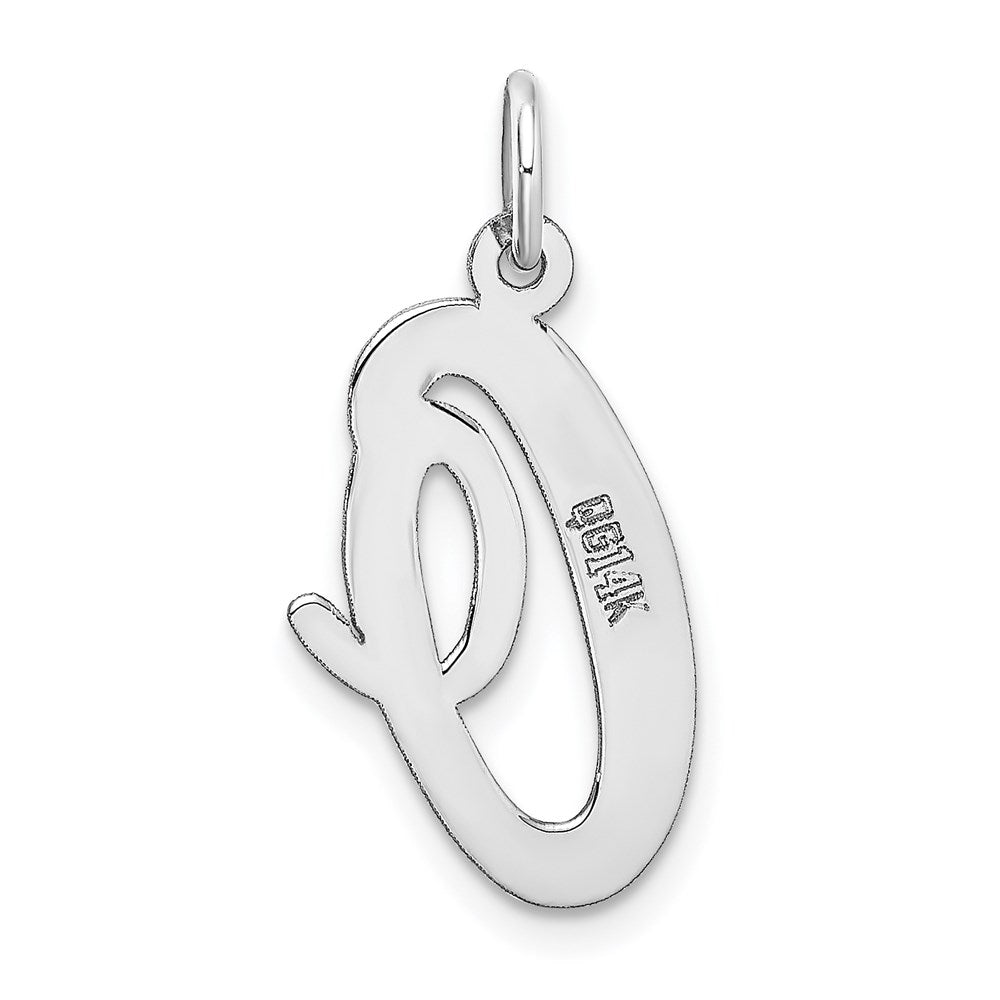 Million Charms 14K White Gold Themed Large Script Alphabet Letter Initial O Charm