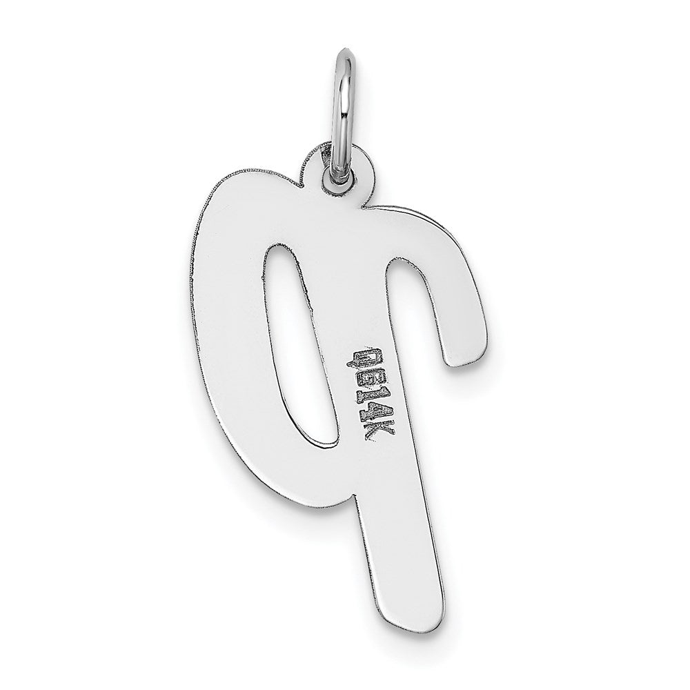Million Charms 14K White Gold Themed Large Script Alphabet Letter Initial P Charm