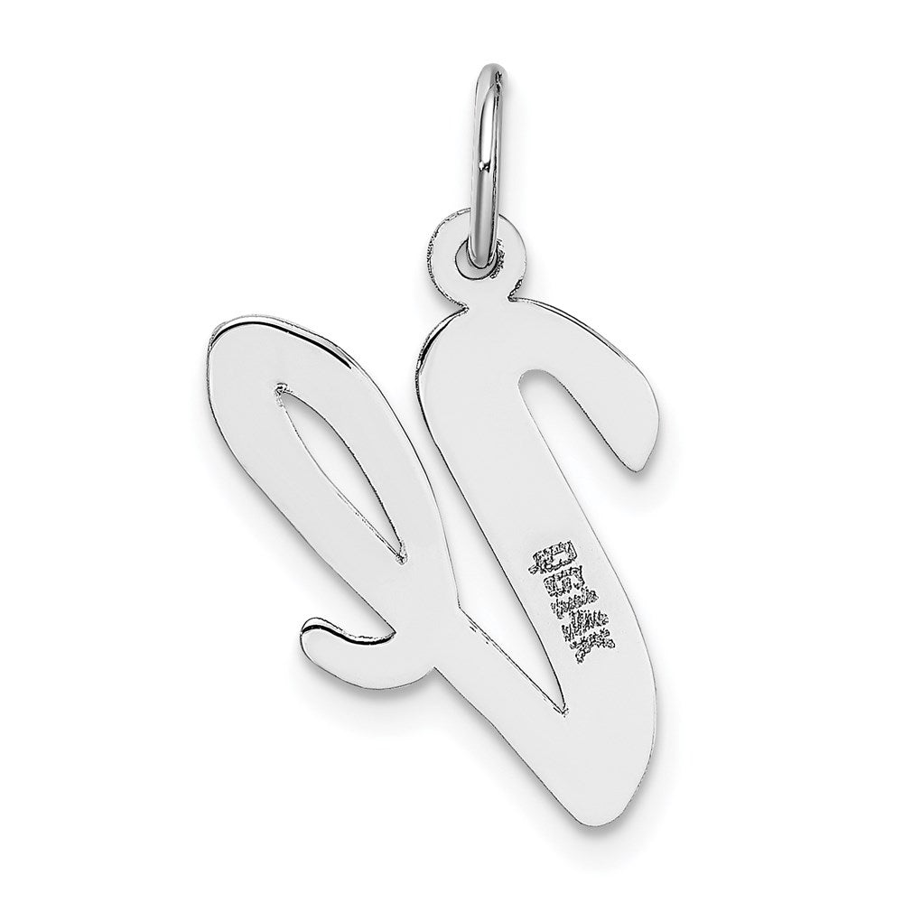 Million Charms 14K White Gold Themed Large Script Alphabet Letter Initial V Charm
