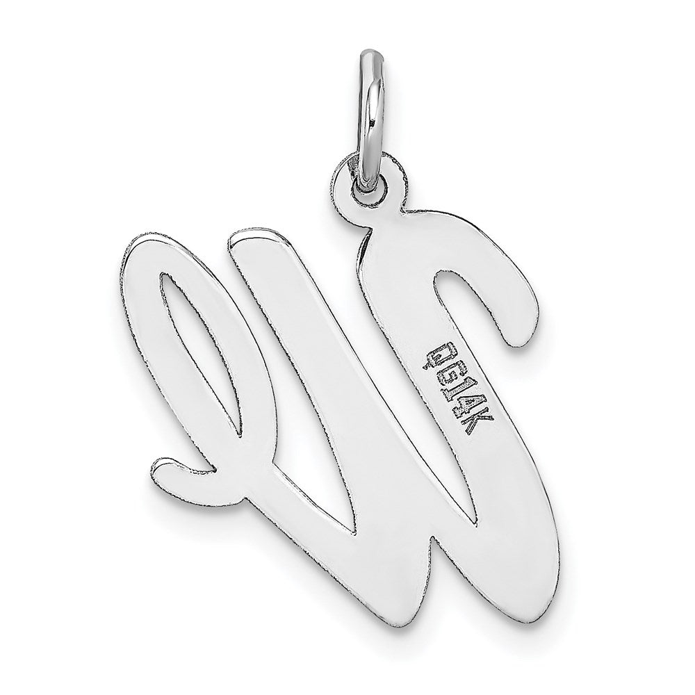 Million Charms 14K White Gold Themed Large Script Alphabet Letter Initial W Charm