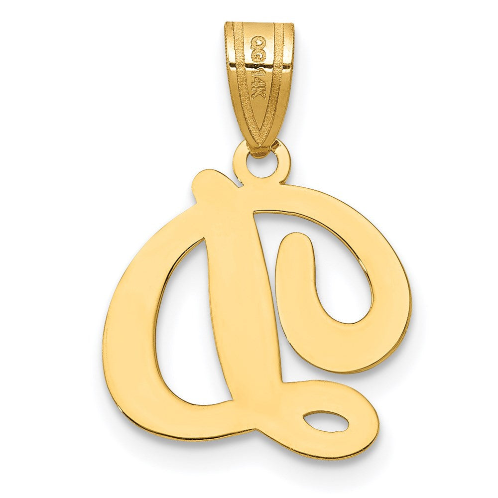 Million Charms 14K Yellow Gold Themed D Script Alphabet Letter Initial Pendant