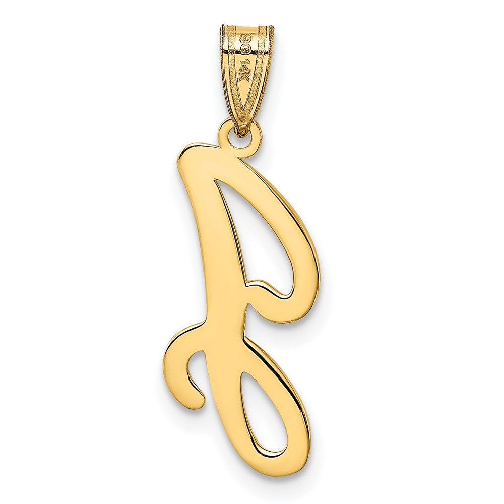 Million Charms 14K Yellow Gold Themed J Script Alphabet Letter Initial Pendant