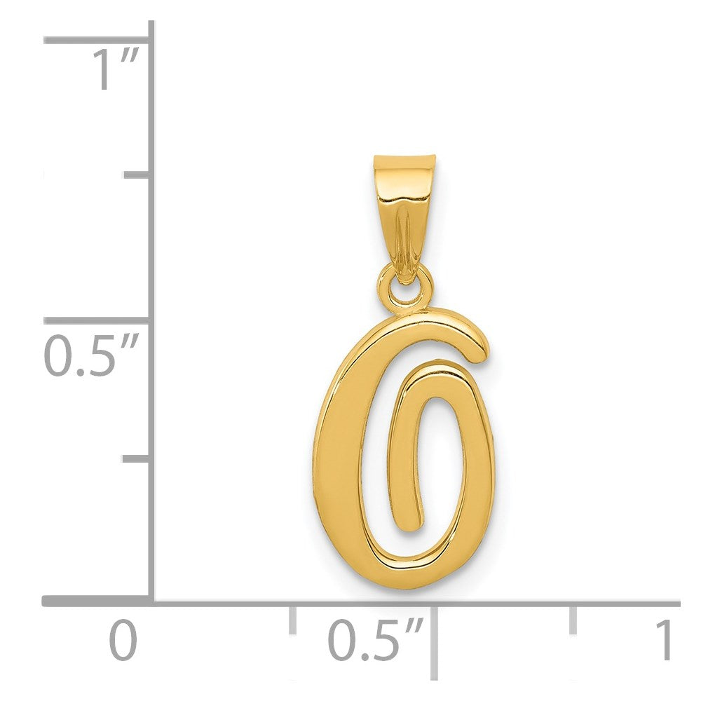 Million Charms 14K Yellow Gold Themed O Script Alphabet Letter Initial Pendant
