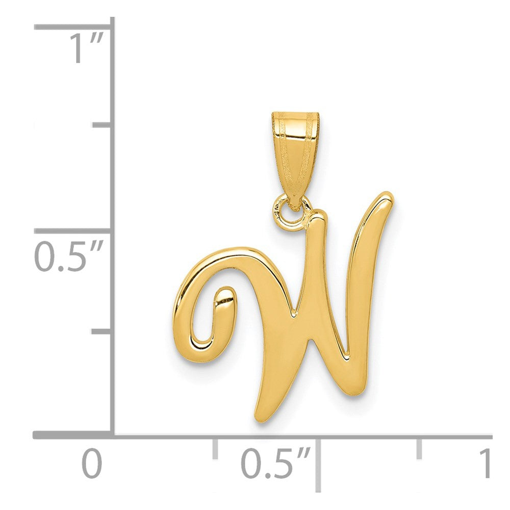 Million Charms 14K Yellow Gold Themed W Script Alphabet Letter Initial Pendant