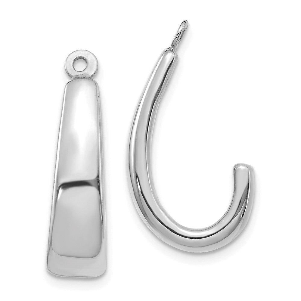 Million Charms 14k White Gold J Hoop Earring Jackets, 22mm x 6mm