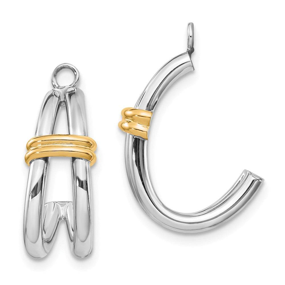 Million Charms 14k Two-tone J Hoop Earring Jackets, 21mm x 12mm