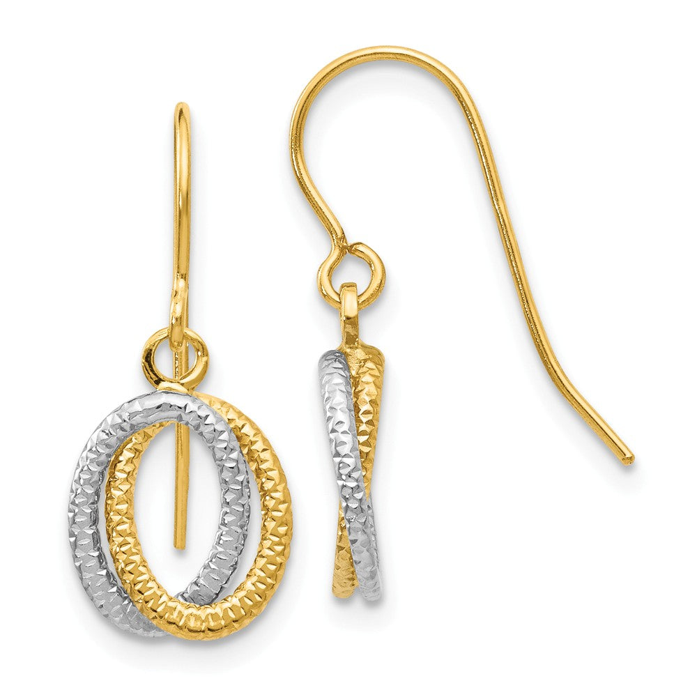 Million Charms 14k Two-tone Fancy Dangle Earrings, 22mm x 9mm