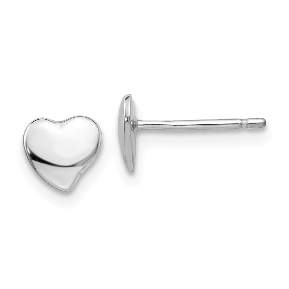 Million Charms 14k White Polished Heart Post Earrings, 3mm x 3mm