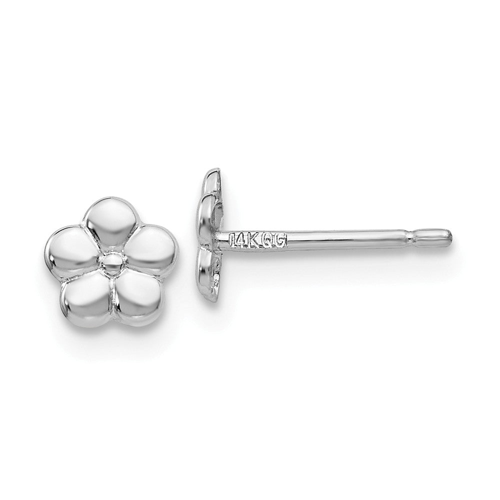Million Charms 14k White Polished Flower Post Earrings, 4mm x 4mm