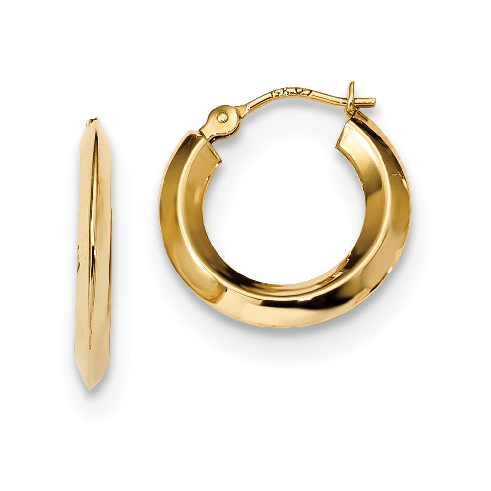 Million Charms 14k Yellow Gold Polished Knife Edge Hoops, 15.2mm x 15.2mm