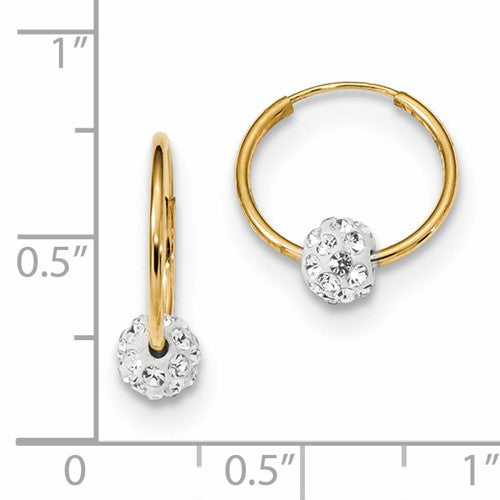 Million Charms 14k Yellow Gold Polished Crystal and Resin Bead Endless Hoops, 15.3mm x 13.7mm