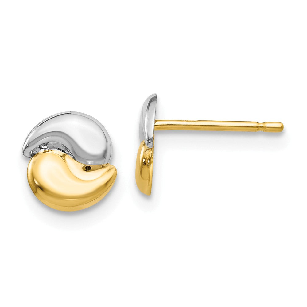 Million Charms 14k Polished & Rhodium Fancy Post Earrings, 7mm x 7mm