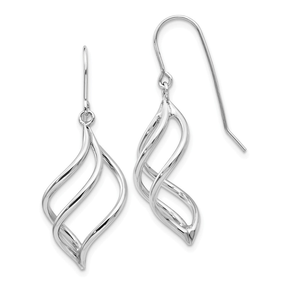 Million Charms 14K White Gold Swirl Dangle Earrings, 39mm x 13mm