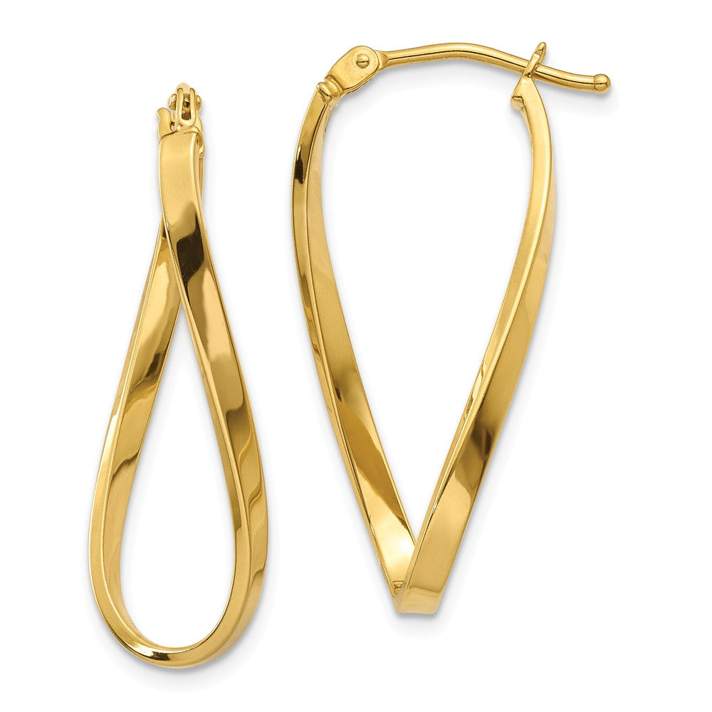 Million Charms 14k Yellow Gold Small Twisted Earrings, 9mm x 2mm