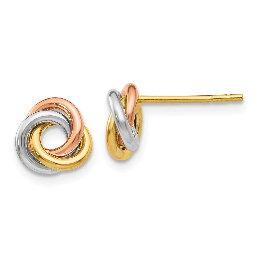 Million Charms 14k Tri-color Twisted Knot Post Earrings, 8mm x 8mm