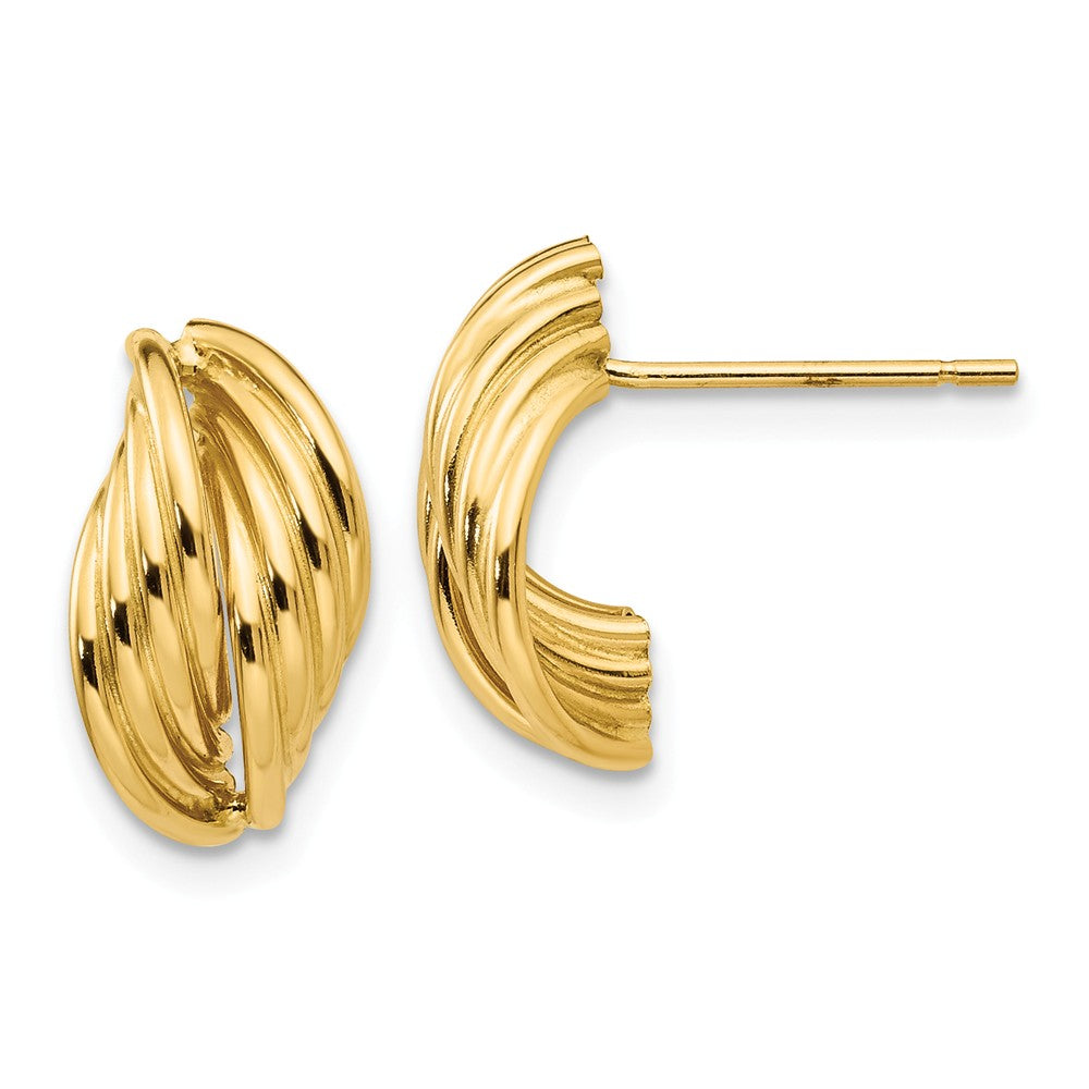 Million Charms 14k Yellow Gold Polished Fancy Post Earrings, 14mm x 8mm