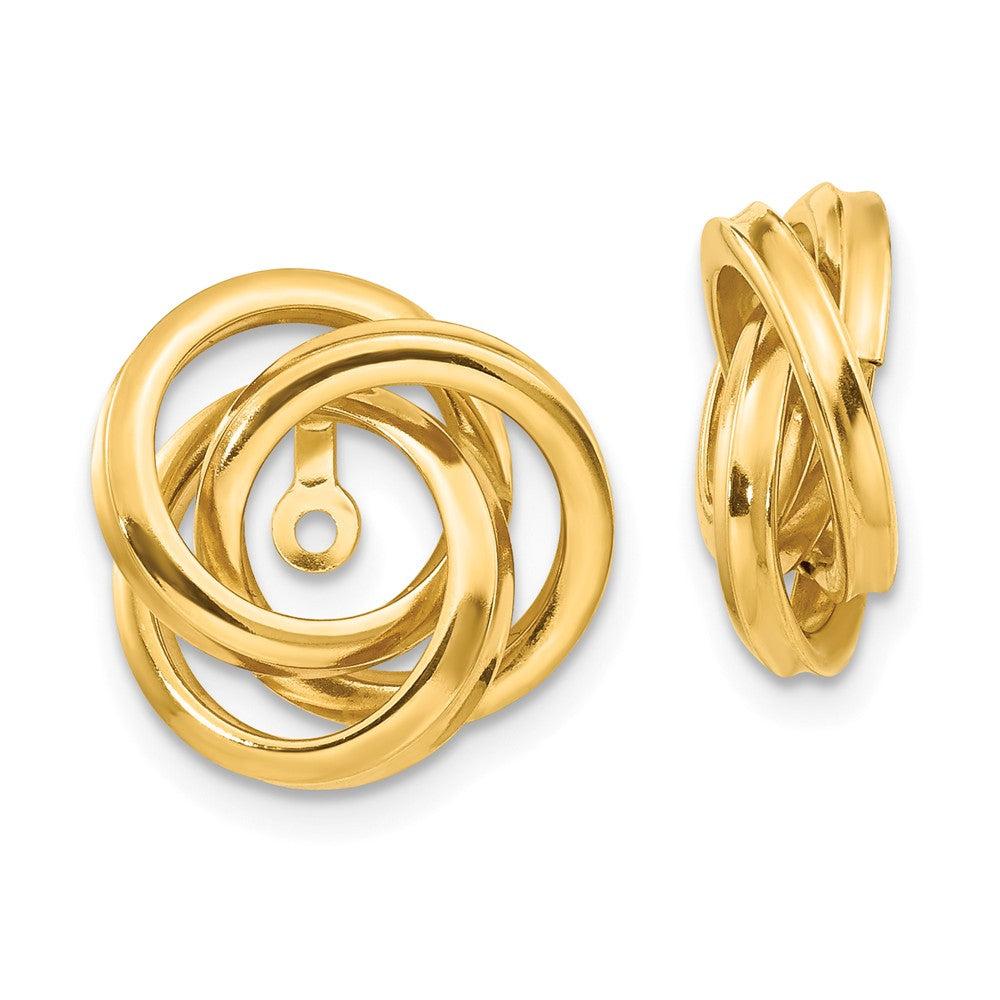 Million Charms 14k Yellow Gold Polished Love Knot Earring Jackets, 15mm x 15mm