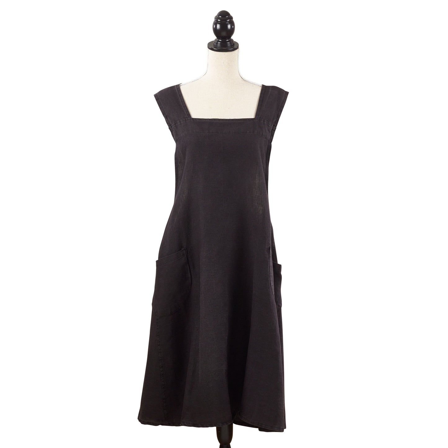 Black Criss-cross Back Apron 100% linen Size: 28" x 35"