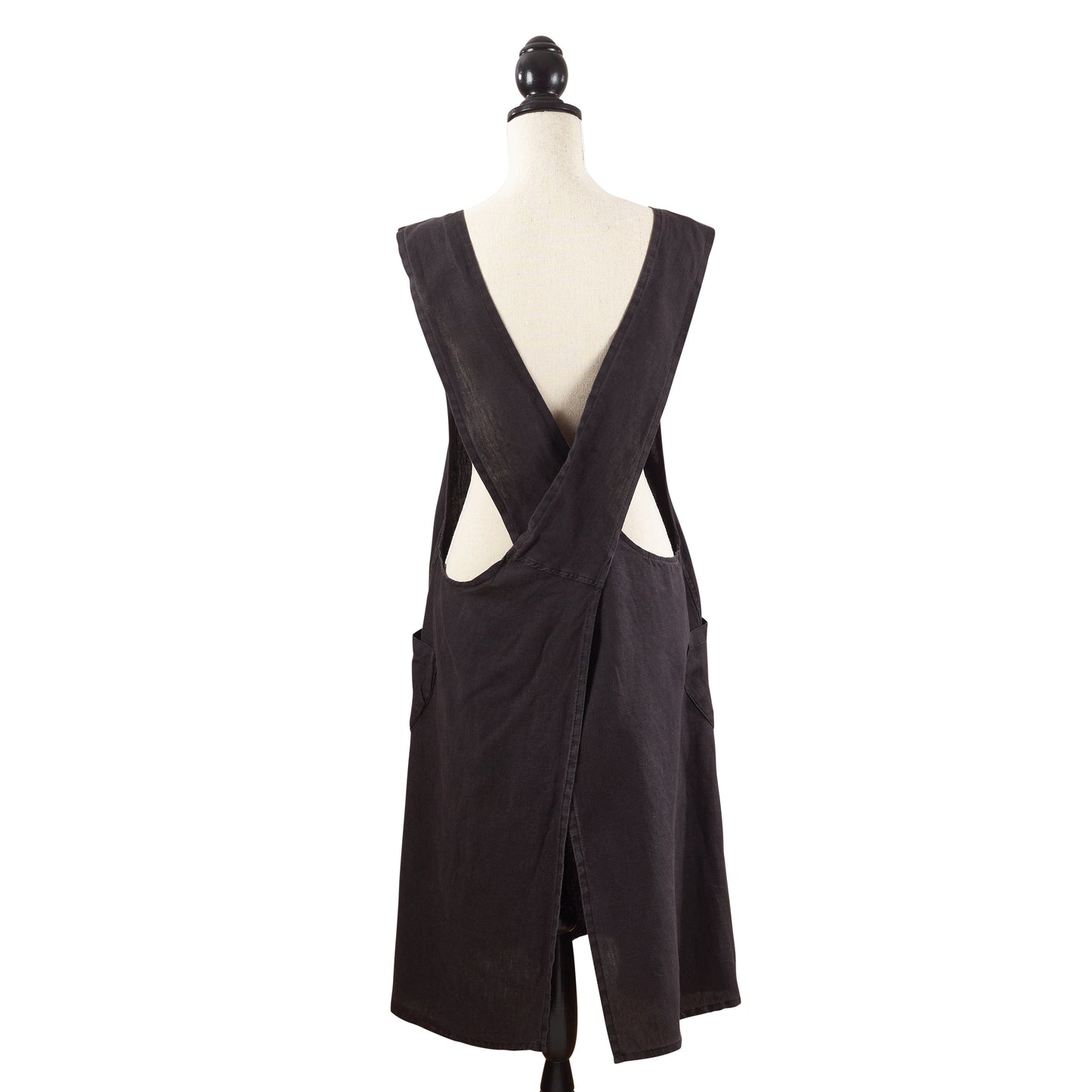 Black Criss-cross Back Apron 100% linen Size: 28" x 35"