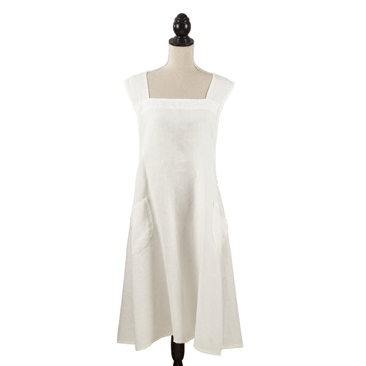 Ivory White Criss-cross Back Apron 100% linen Size: 28" x 35"