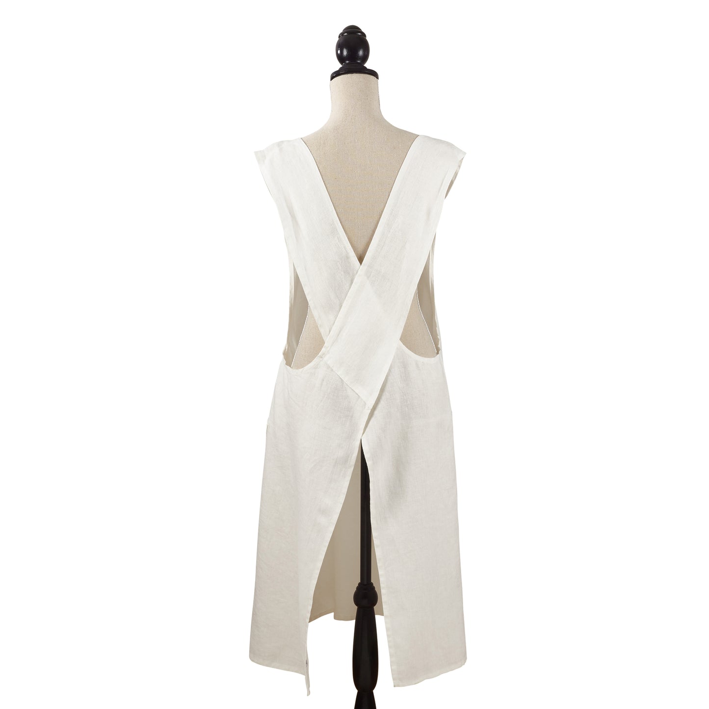 Ivory White Criss-cross Back Apron 100% linen Size: 28" x 35"