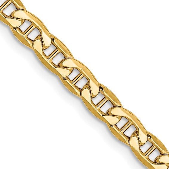 Million Charms 10k Yellow Gold, Necklace Chain, 4.1mm Semi-Solid Anchor Chain, Chain Length: 24 inches