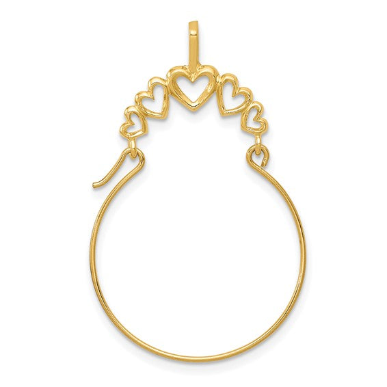 10k Yellow OR White Gold Polished Hearts Charm Holder