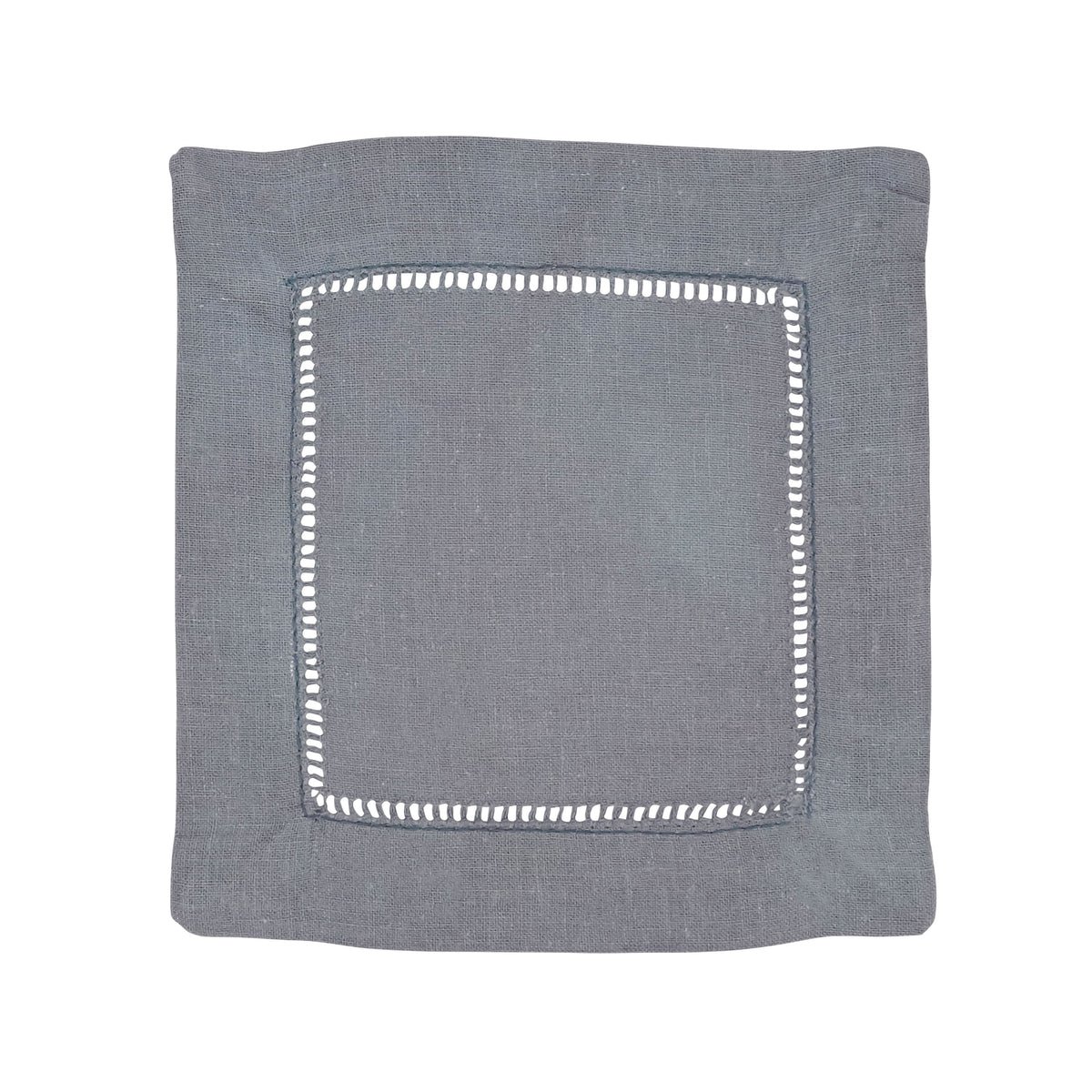 Slate Hemstitched Cocktail Napkins 55% linen - 45% cotton, 6 Inch Square (12 pcs.)