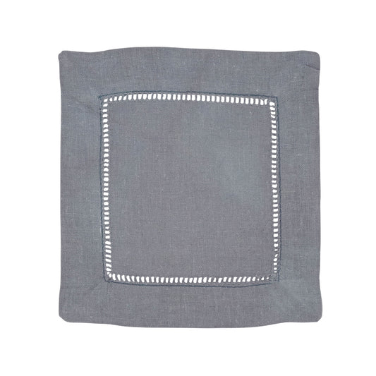 Slate Hemstitched Cocktail Napkins 55% linen - 45% cotton, 6 Inch Square (12 pcs.)