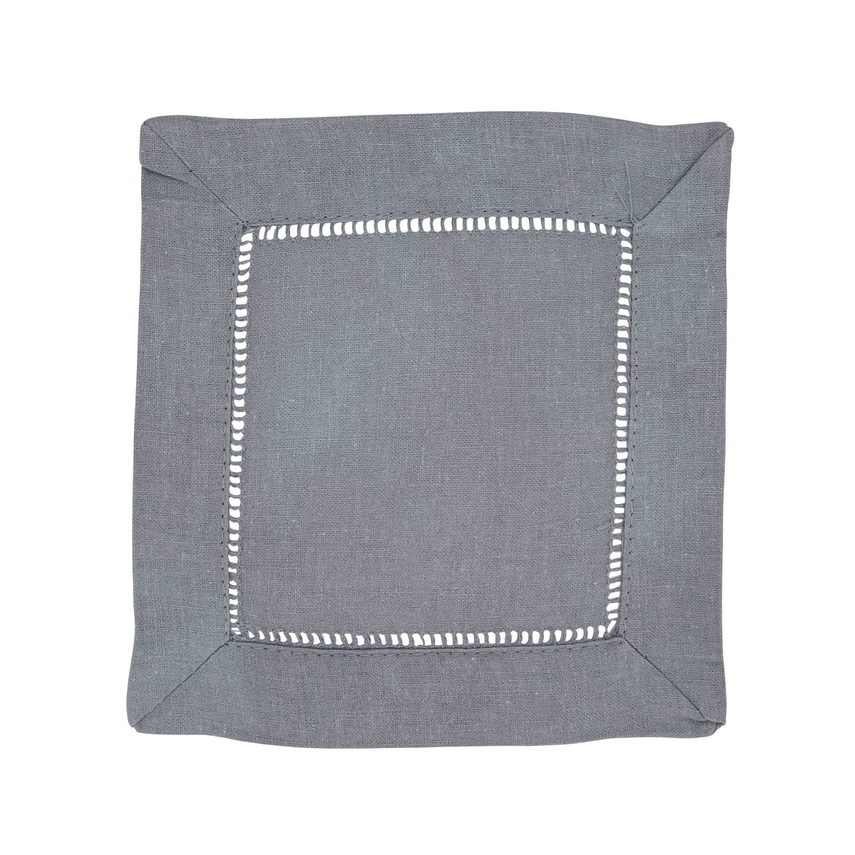 Slate Hemstitched Cocktail Napkins 55% linen - 45% cotton, 6 Inch Square (12 pcs.)