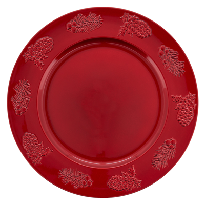Red Plastic Holly Berry Christmas Holiday Dining 13" Round Charger, set of 4