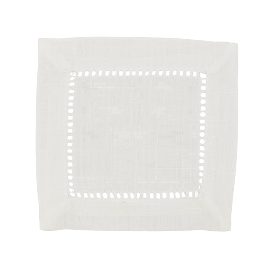 Ivory Cocktail Napkins /w Hemstitch Border 100% Polyester, 6 Inch Square (12 pcs.)