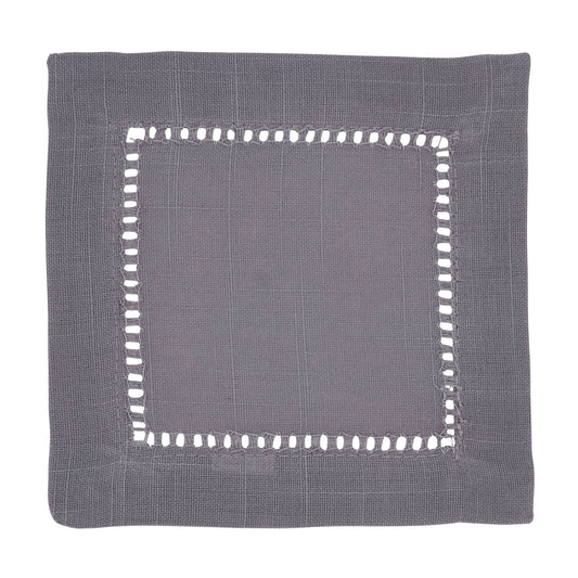 Slate Hemstitched Border Cocktail Napkins 100% Polyester, 6 Inch Square (12 pcs.)