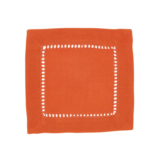 Pumpkin Hemstitched Border Cocktail Napkins 100% Polyester, 6 Inch Square (12 pcs.)