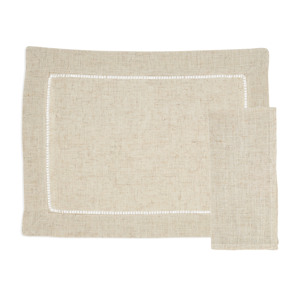 Natural Toscana 14"x20" Placemat & 20" Napkins - Set of 8 80% polyester - 20% linen, Set of 8 (1 pcs.)