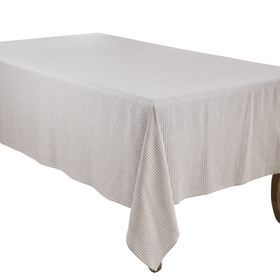 Natural Beige  Striped Design Tablecloth  70% viscose - 30% linen