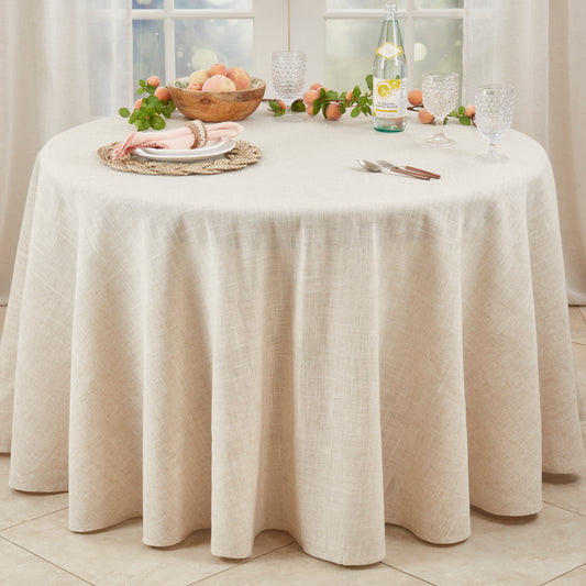 Natural Beige, Classic Tuscany Design Round or Oversized Rectangular Tablecloth (Choose Shape & Size)