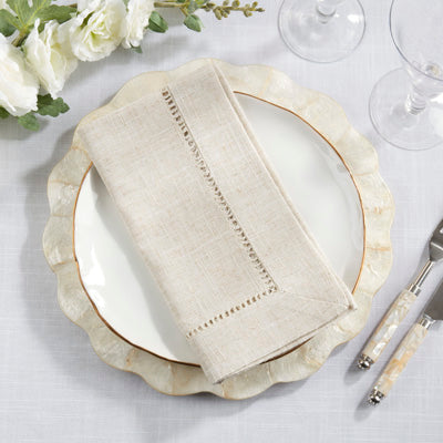 Natural Toscana Hemstitch Dinner Napkins 80% polyester - 20% linen, 18 Inch Square (12 pcs.)