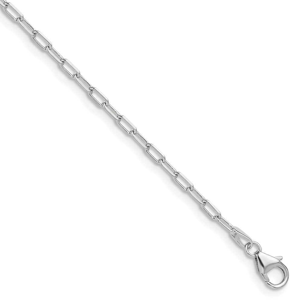 14k White Gold 2.2mm Solid Beveled D/C Paperclip Chain, 7 in Length