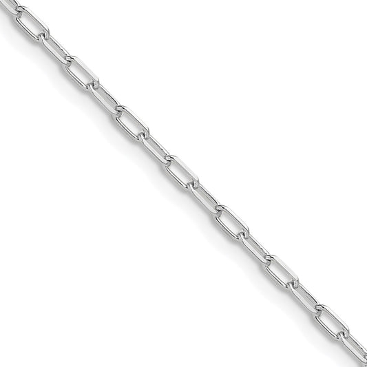 14k White Gold 2.2mm Solid Beveled D/C Paperclip Chain, 16 in Length