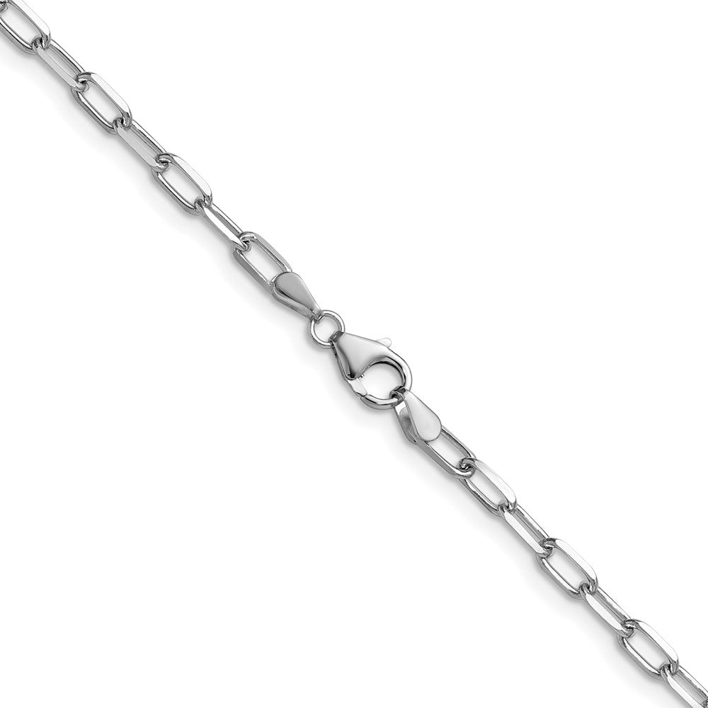 14k White Gold 3.0mm Solid Beveled D/C Paperclip Chain, 18 in Length