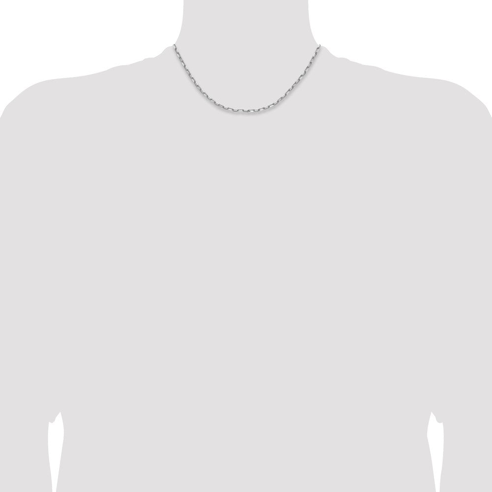 14k White Gold 3.0mm Solid Beveled D/C Paperclip Chain, 16 in Length