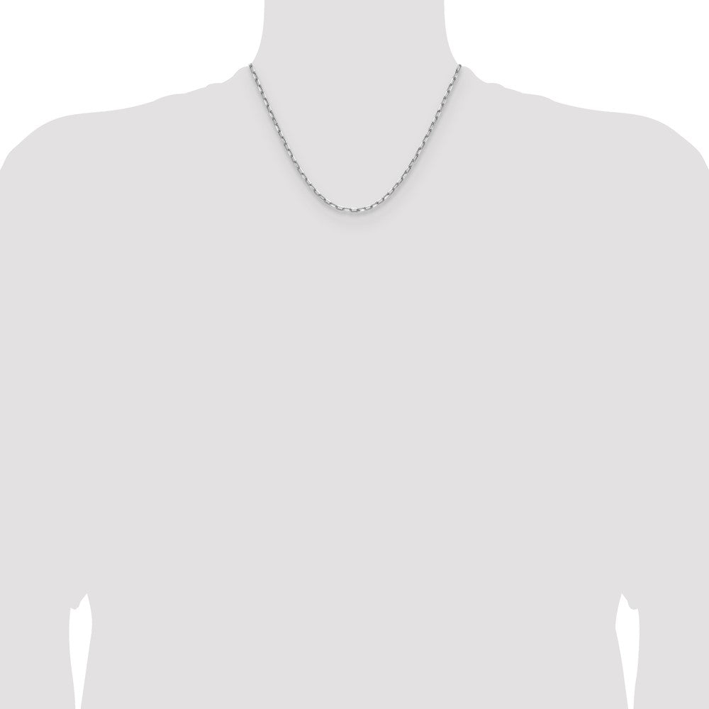14k White Gold 3.0mm Solid Beveled D/C Paperclip Chain, 18 in Length
