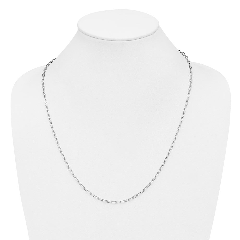 14k White Gold 3.0mm Solid Beveled D/C Paperclip Chain, 24 in Length