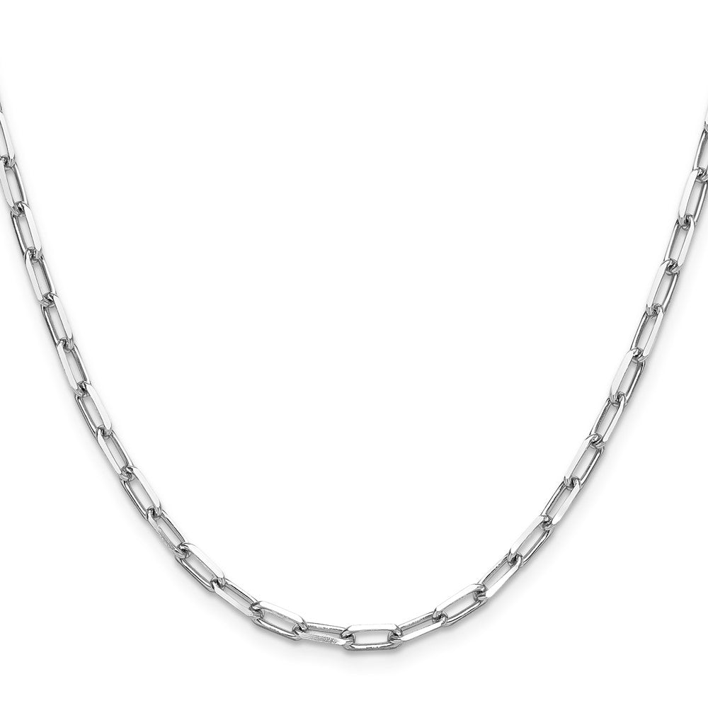 14k White Gold 3.5mm Solid Beveled D/C Paperclip Chain, 16 in Length