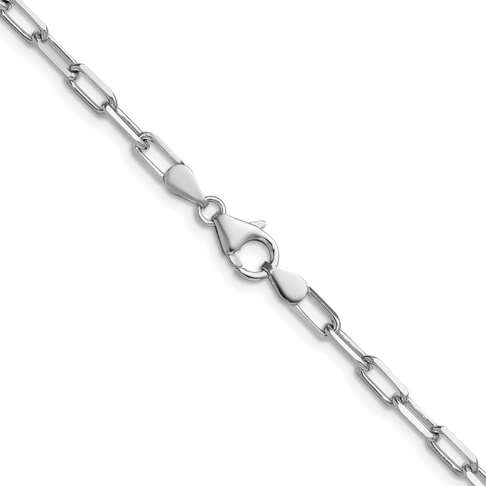 14k White Gold 3.5mm Solid Beveled D/C Paperclip Chain, 18 in Length