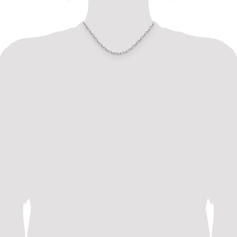 14k White Gold 3.5mm Solid Beveled D/C Paperclip Chain, 16 in Length