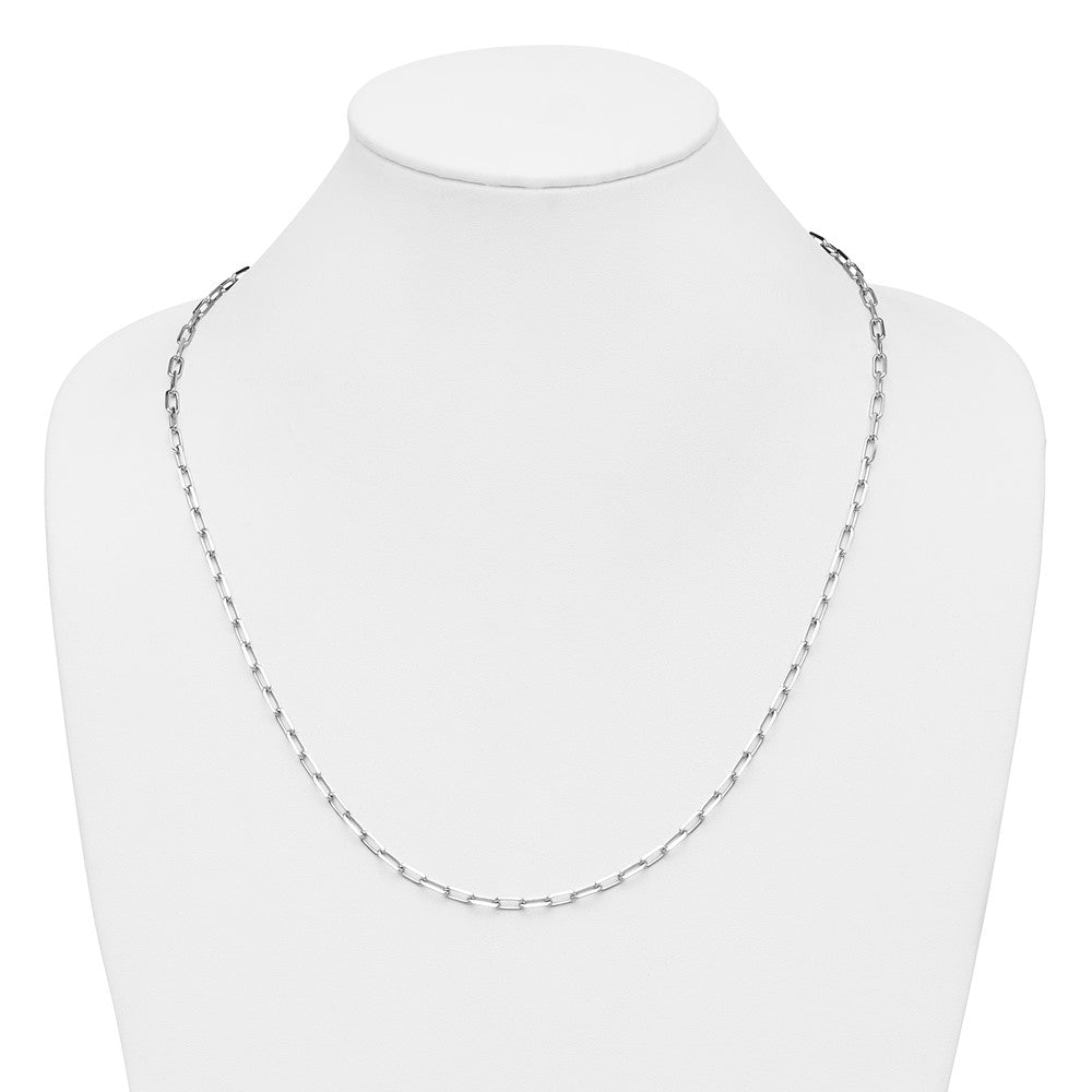 14k White Gold 3.5mm Solid Beveled D/C Paperclip Chain, 24 in Length