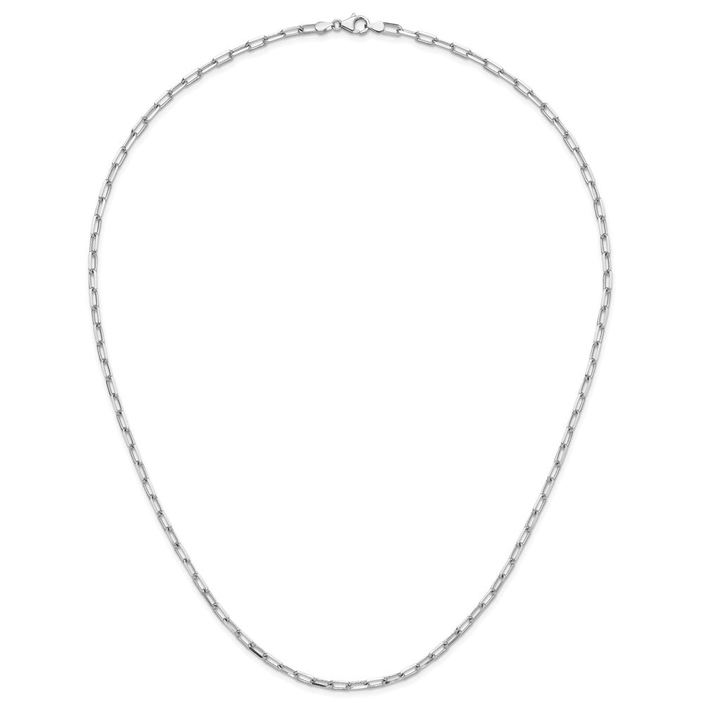 14k White Gold 3.5mm Solid Beveled D/C Paperclip Chain, 24 in Length